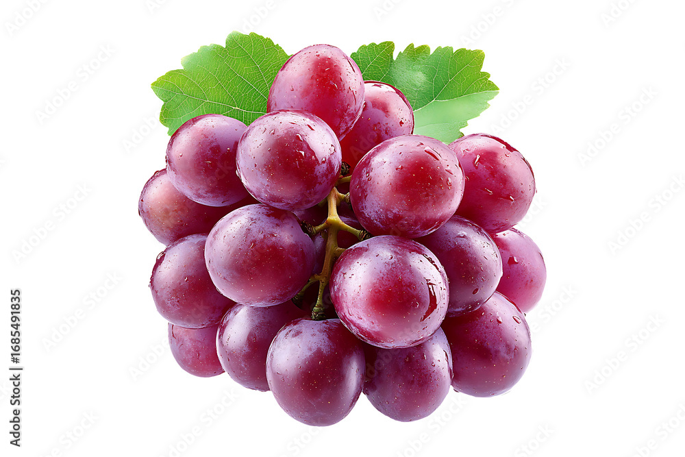 Fototapeta premium Bunch of Fresh Red Grapes Isolated on a Transparent Background