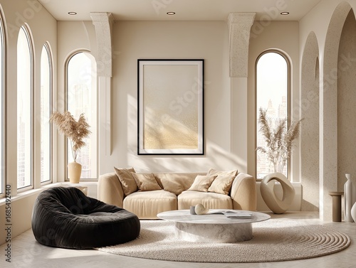 Beige and Cream Modern Living Room