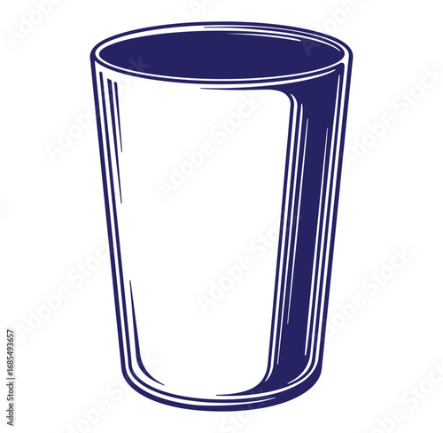 Clean and minimalist illustration of an empty tall glass for beverages isolated on white background