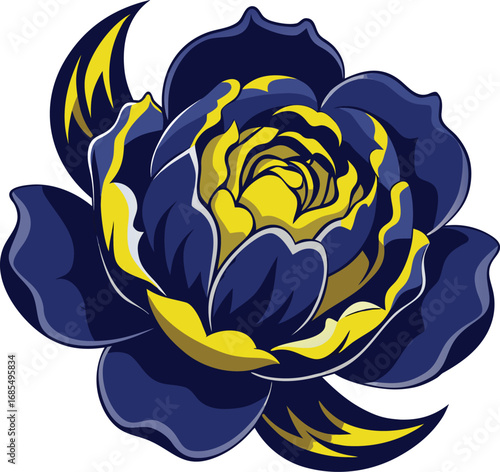 Spooky Peony Halloween Elegant Blue Yellow Rose Design