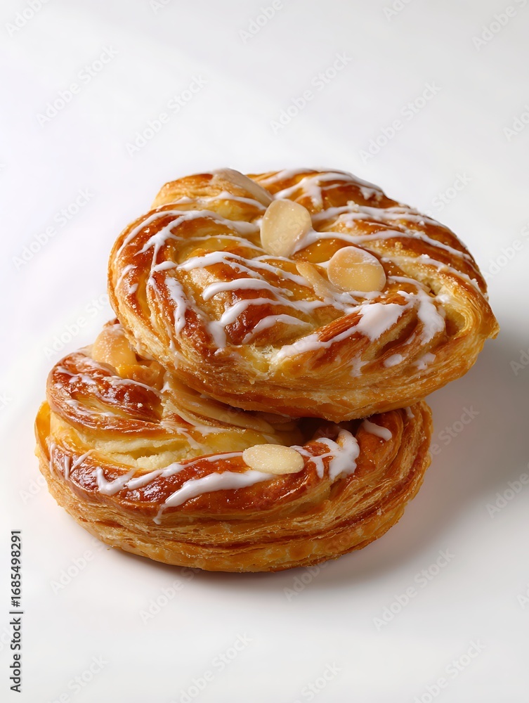 Fototapeta premium Indulge in delicious almond pastries with sweet icing