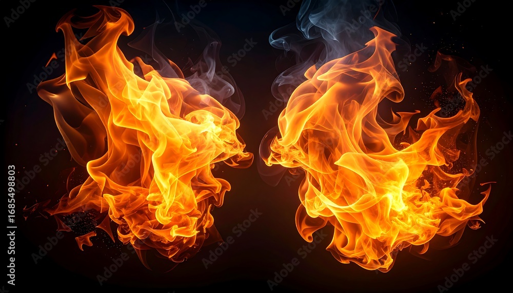 Fototapeta premium Abstract flames in a symmetrical composition