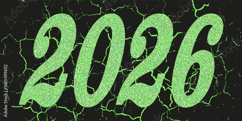 New year 2026 green halftone dotted numbers