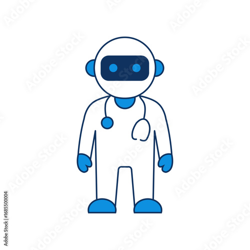 Medical Robot Doctor with Stethoscope Vector Illustration