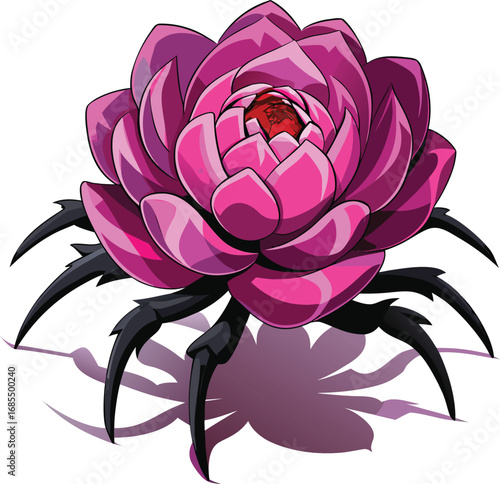 Spooky Peony Halloween Dark Bloom Spiked Flower Art