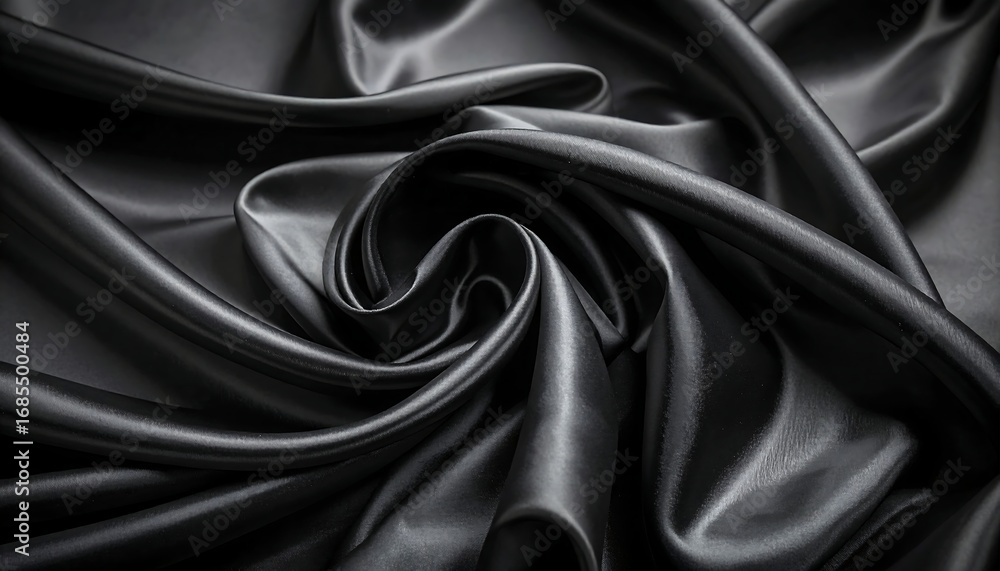 Fototapeta premium Luxurious Dark Silk Fabric with Flowing Folds and Elegant Drapes