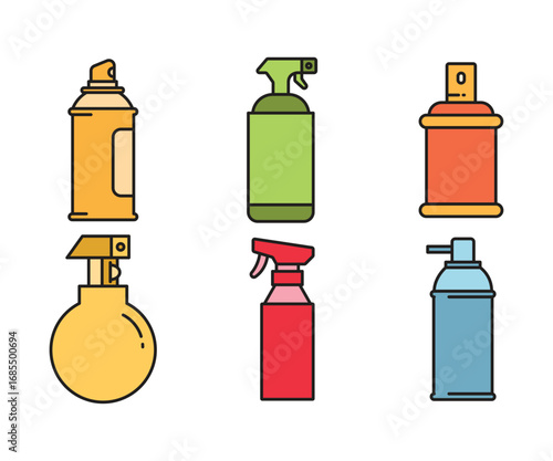 spray bottle icons set vector illustration