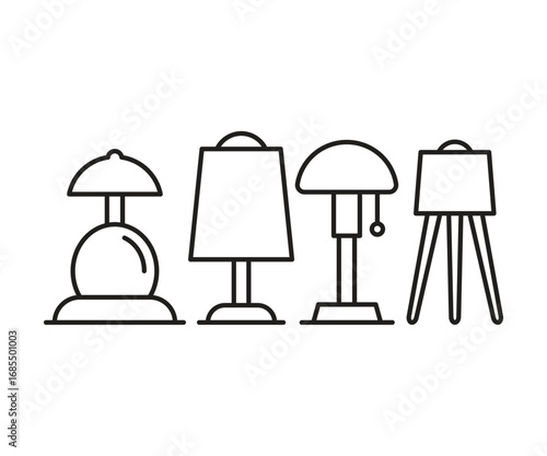 bedside lamp and floor lamp icons set vector illustration