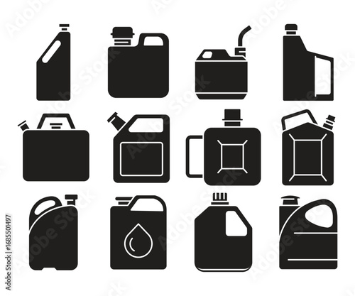 fuel and oil canister glyph icons set vector illustration