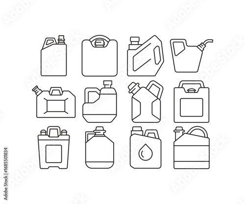 oil canister line icons set vector illustration