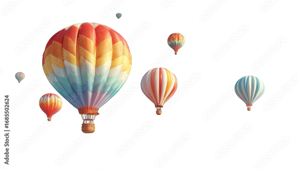 Obraz premium Colorful hot air balloons against a black background (12)