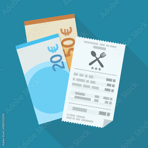 Price of a restaurant bill in euros (flat design)