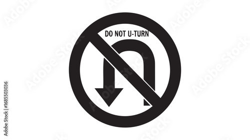 Prohibitory no u turn traffic sign illustration in vector format