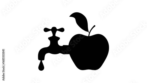 apple juice symbol, black isolated silhouette