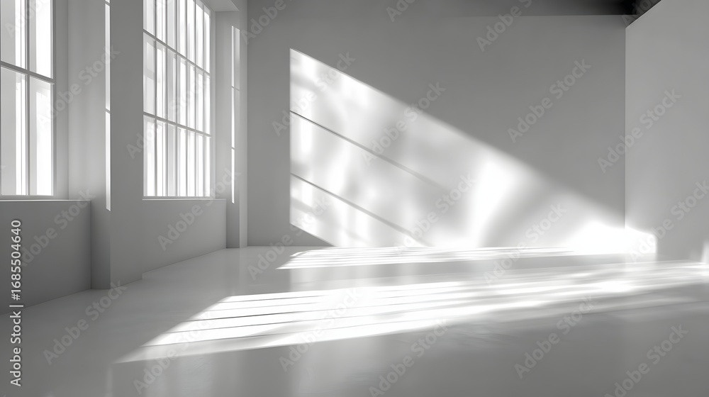 Obraz premium Minimal clean white studio empty floor with wide shadows