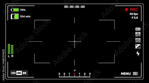 - Camera recording screen interface 

- Alpha channel included 

- 4K Resolution 3840×2160px 

- Video Codec: Apple Prores 4444, 30fps	