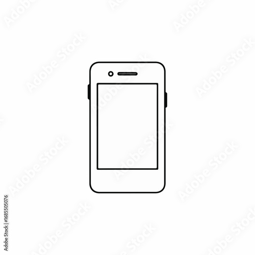 Simple smartphone outline design. Smartphone icon for mobile app presentation. Clean smartphone illustration perfect for website design.