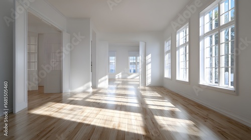Spacious minimal house empty living interior clean floor