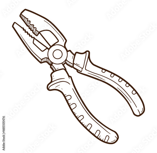Hand drawn illustration of pliers tool perfect for repair and construction projects