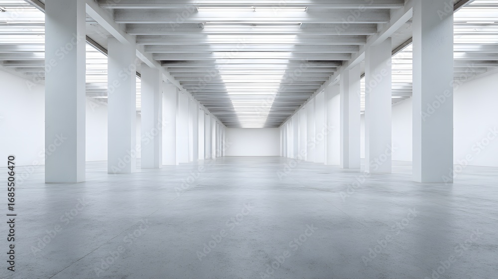 Fototapeta premium Minimal gallery empty white space wide open clean style