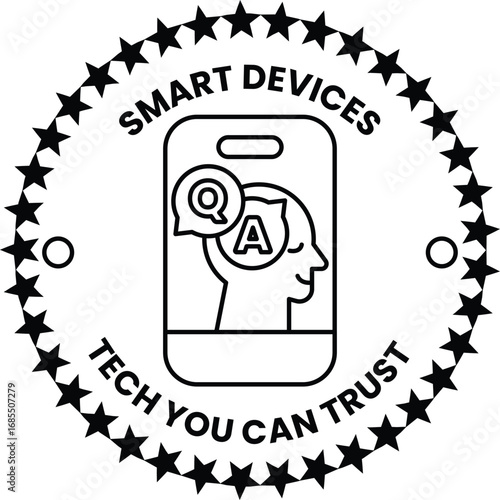 A smart device logo with a man's head and a star
