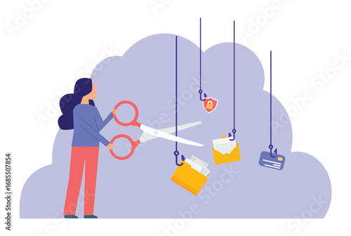 Fight against scam, internet data phishing, spam, password steal, email concept