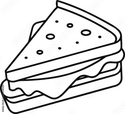 grilled cheese sandwich outline vector illustration line art