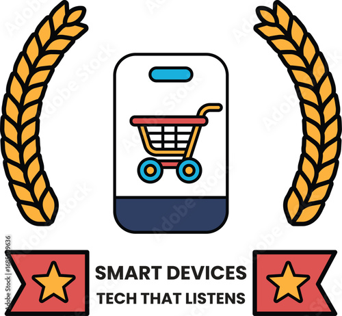 A smart device with a shopping cart on it