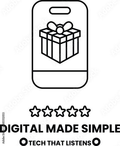 A phone with a gift box on it