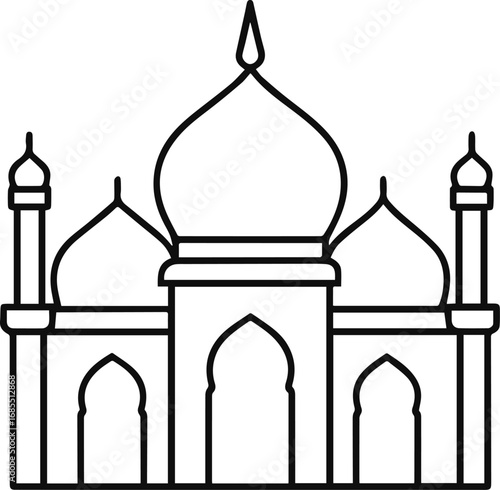 mosque outline vector illustration line art