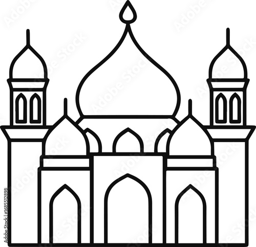 mosque outline vector illustration line art