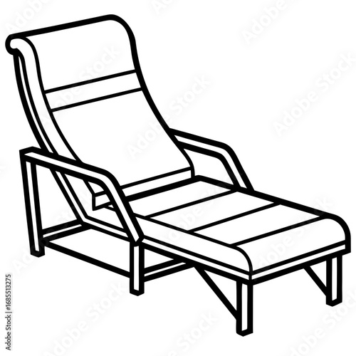 Elegant Reclining Lounge Chair Line Drawing