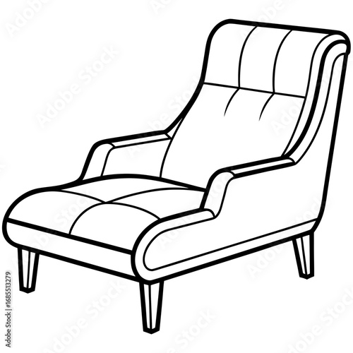 Elegant Reclining Lounge Chair Line Drawing