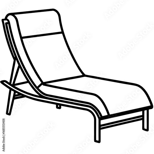 Elegant Reclining Lounge Chair Line Drawing