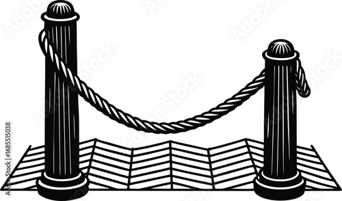  nautical rope tied around a mooring bollard on a wooden pier sketch vector pattern shape