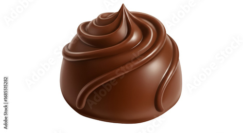 Exquisite Chocolate Truffle: A close-up of a meticulously crafted truffle, its smooth surface and artistic swirl design offer a tempting treat to savor.