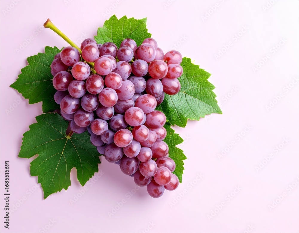 Fototapeta premium Artistic fruit composition featuring a grape bunch on a simple backdrop