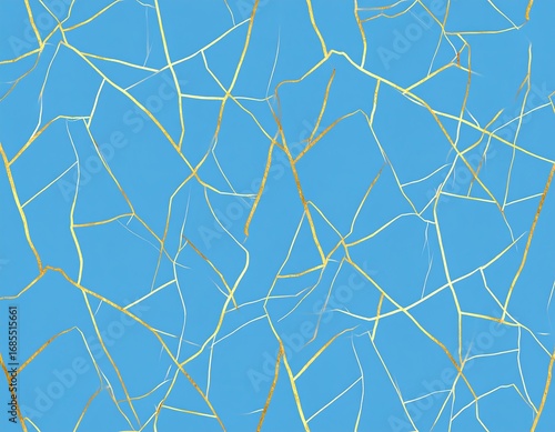 Abstract pattern of gold-toned lines on light blue
