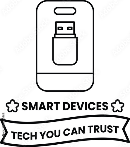 A white and black image of a smart device with a USB port