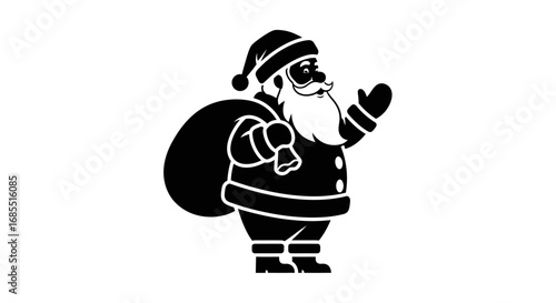 Silhouette of Santa Claus with Gift Bag.