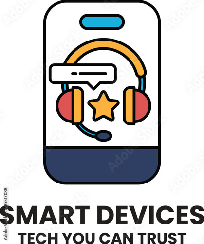 A smart device with a headset on it