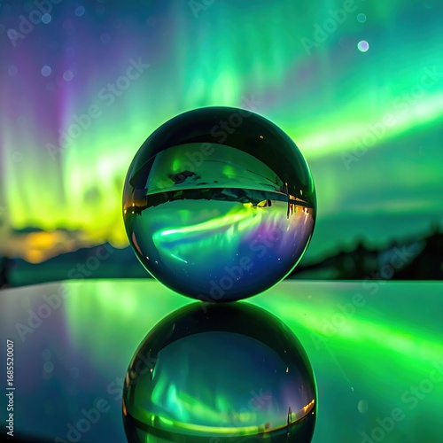 Aurora Borealis Crystal Ball Reflection.