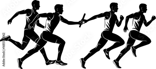 Relay runners silhouette, Relay Runners SVG, Relay silhouette, Relay race runner silhouettes, Relay runners clipart.
