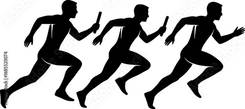 Relay runners silhouette, Relay Runners SVG, Relay silhouette, Relay race runner silhouettes, Relay runners clipart.