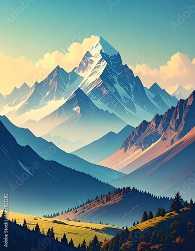 Majestic Mountain Range Landscape.