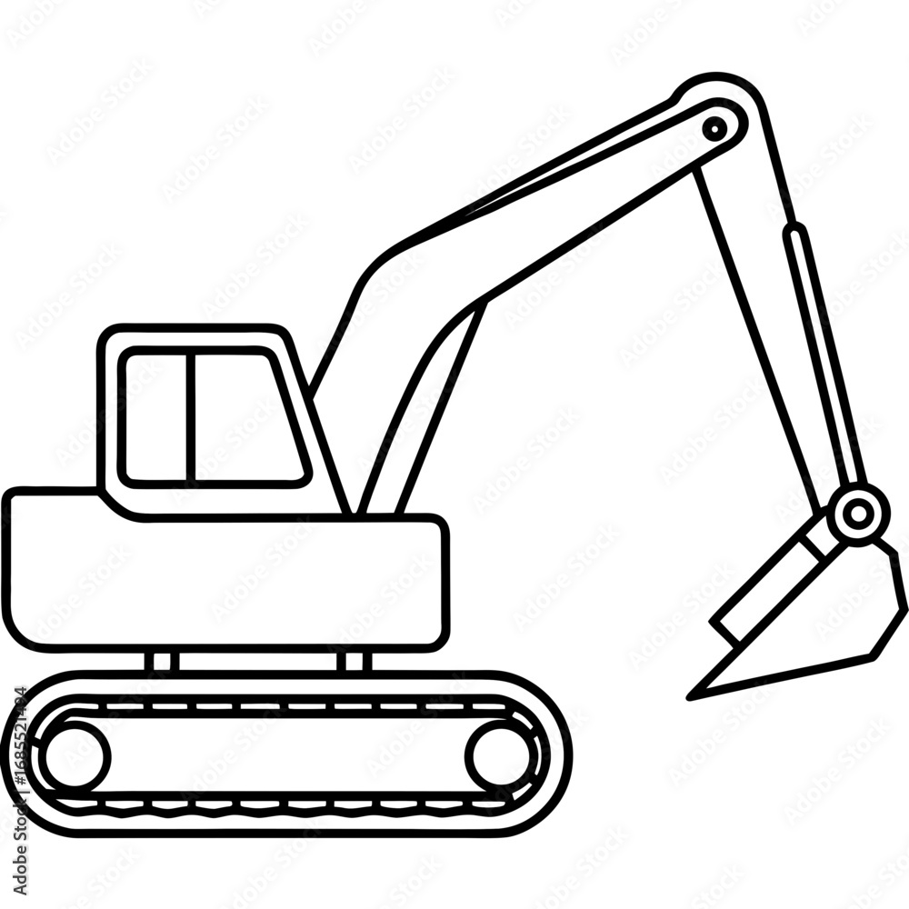 Naklejka premium Excavator Outline Vector