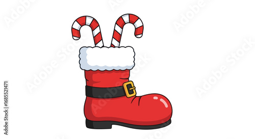 Festive Santa Boot with Candy Canes.