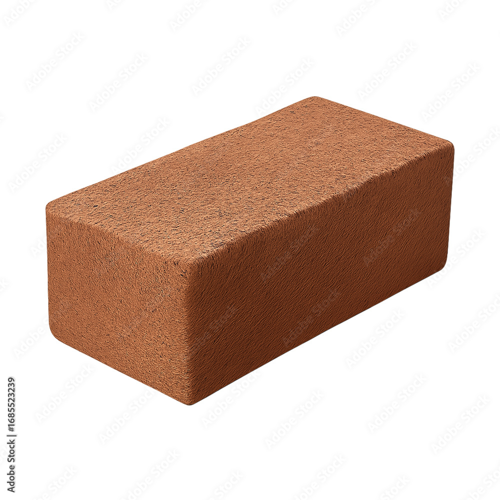 Naklejka premium Pojedyncza czerwona cegła ceramiczna .Materiał budowlany jako symbol siły, fundamentu i budowy.