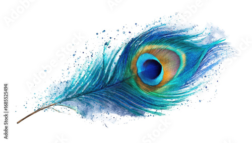 Peacock feather graphic, vibrant colors