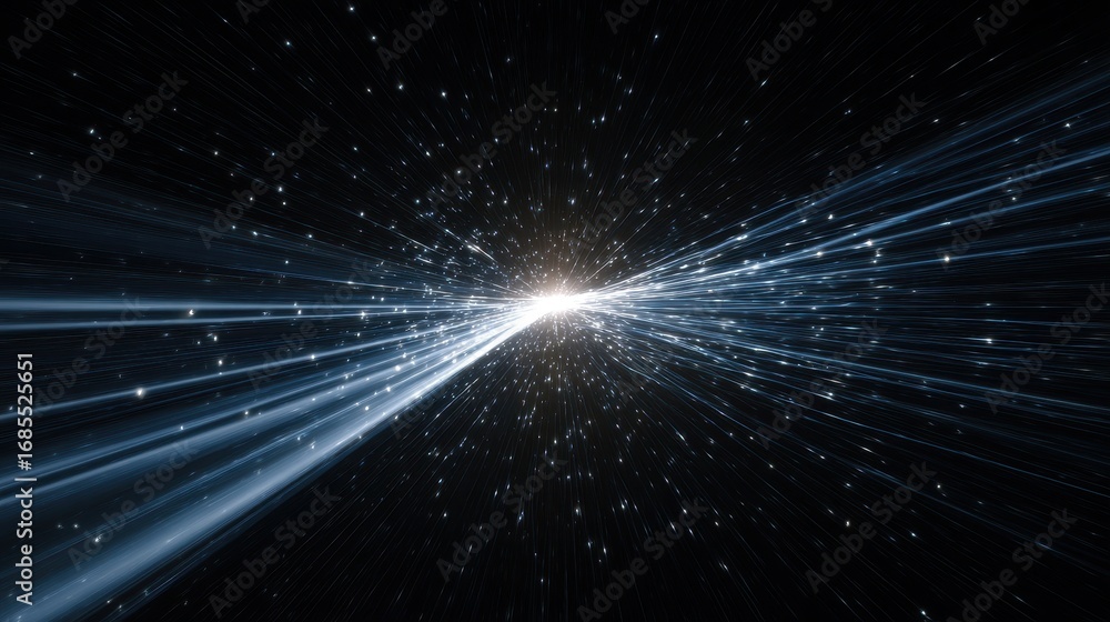 Fototapeta premium Futuristic Cosmic Rays: Ethereal Light Waves Emitting from a Distant Star in Space